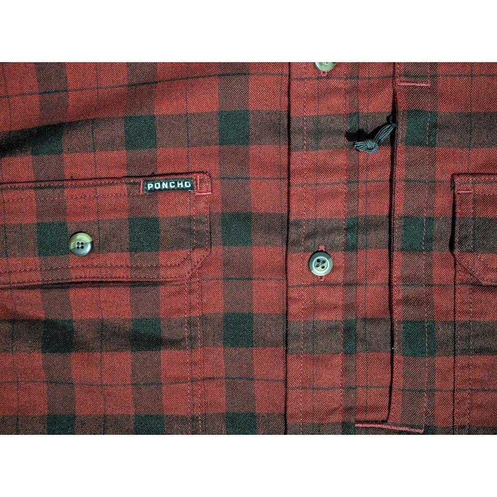 Poncho Flannel Shirt Mens Large Slim Fit Plaid - Picture 6 of 8